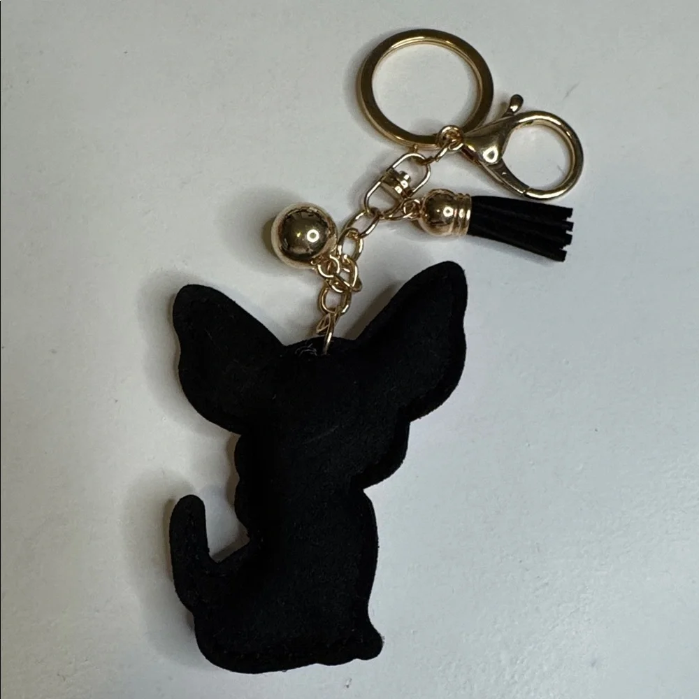 Sparkling Chihuahua Keychain with Pink Accents